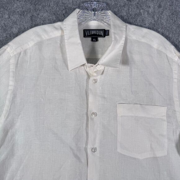 Vilebrequin Shirt Mens Size XL White Linen Long Sleeve Button Down - Picture 1 of 13